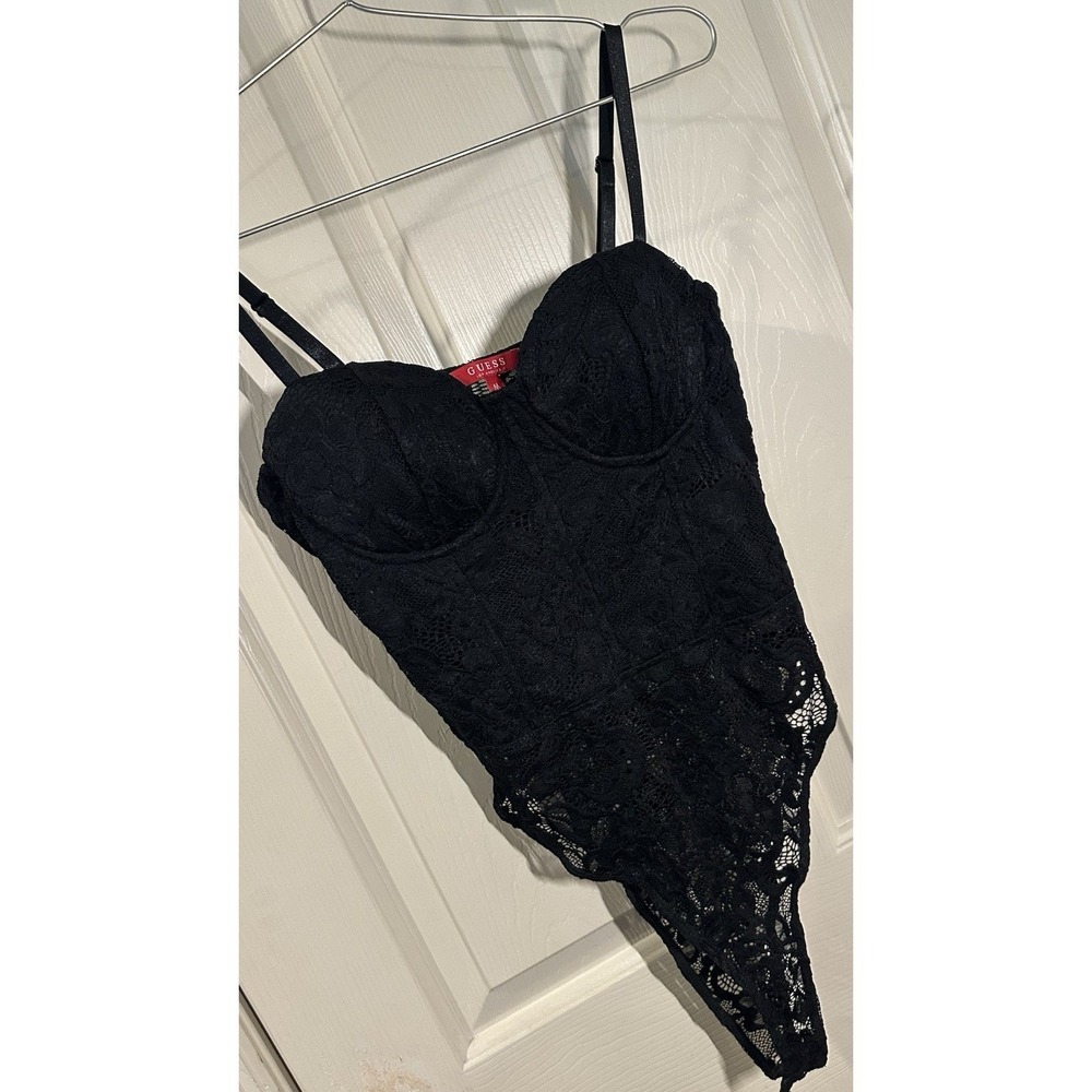 Guess? Lace bodysuit Black Sexy Versatile